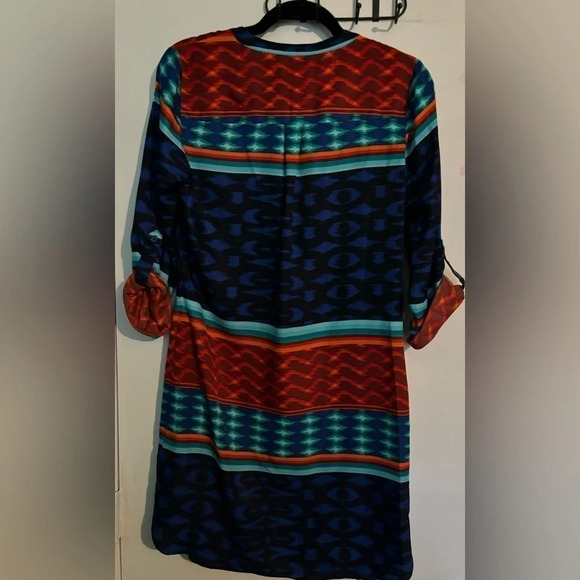 Laundry by Shelli ‎ Segal Womens Geometric Print 3/4 Rollable Sleeves Sz 4 Dress - Picture 4 of 6